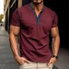 Business Casual Sommer Neu Herren O-Ausschnitt Knopf Kontrastfarbe Dünner Stil High Street Mode Büro Soziales Kurzarm Tops