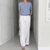 New Arrivals Open Run Women Boat Neck Solid Basic Short Sleeve Knit