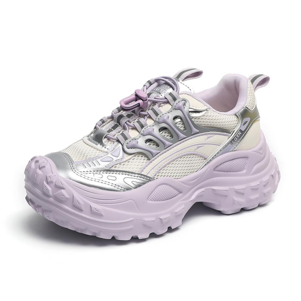

Women s Platform Sneakers 2025 Autumn Mesh Breathable Sport Shoes Comfortable Non Slip Height Increase Vulcanized Shoes 40 фиолетовый
