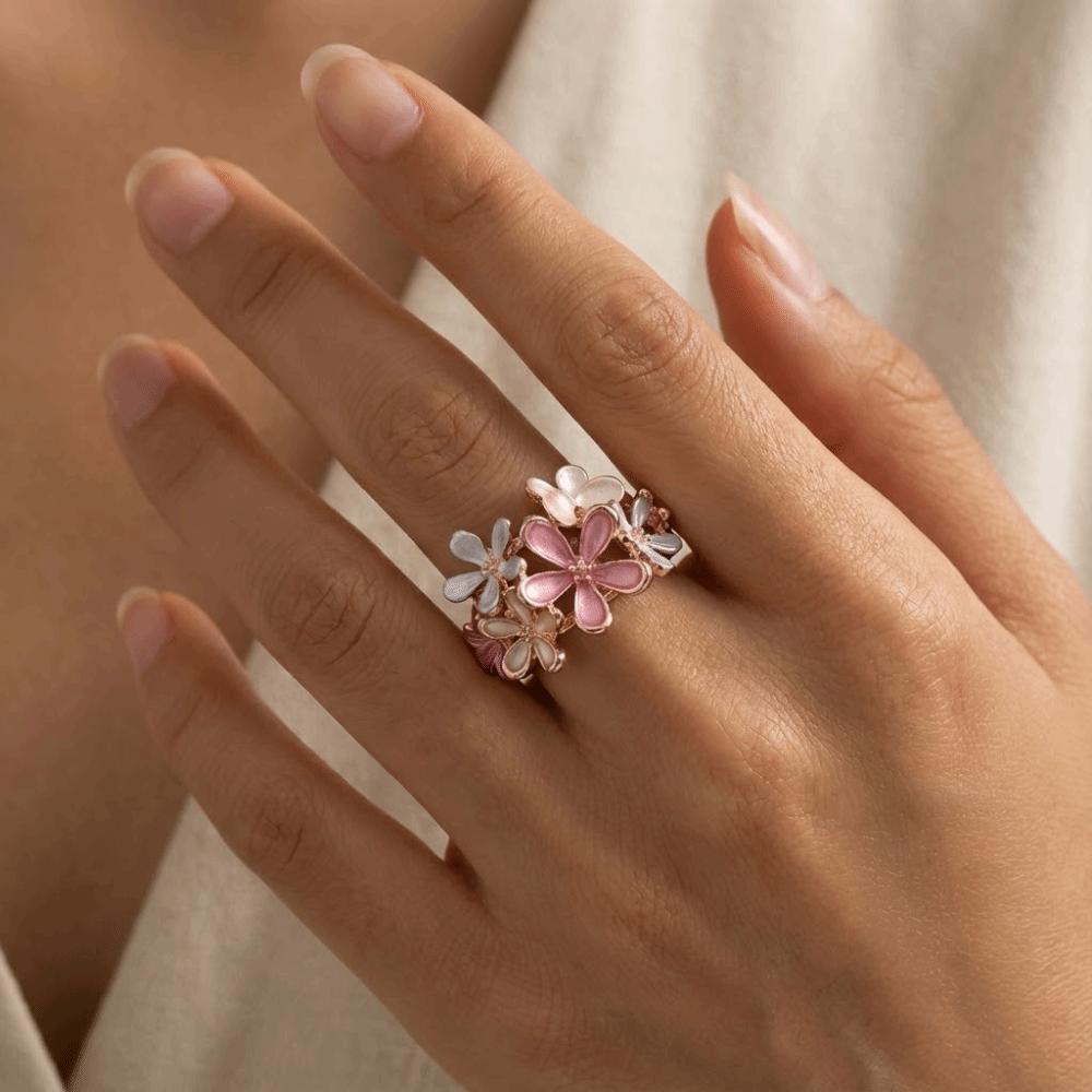 Painting Oil Flower Ring Multicolor Opening Ring Creative Stretch Ring  Girl
