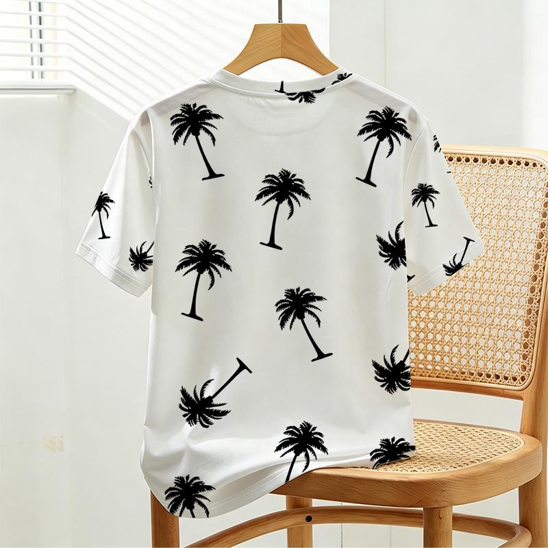 Plus Size Women's Palm Tree T-Shirt Casual Laid-Back Short Sleeve Tee, Soft Comfort Fabric, Ideal for Summer, Home Office & Loungewear