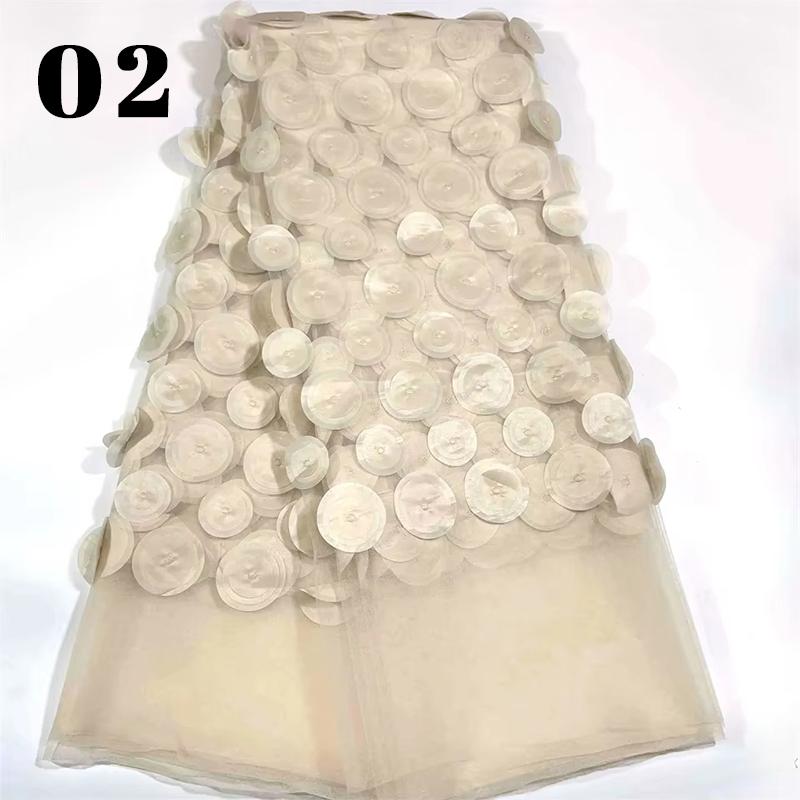 90x150 см Африканская кружевная ткань 3D Круглый аппликация Вышивка Нигерийская Франция Сетка Тюль Кружевная ткань для шитья Свадебное платье 91x150cm