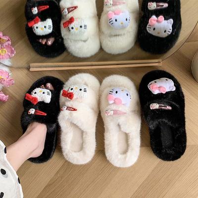 Thick Bottom Plush Feeling New Universal Slippers Cute Fairy Internet Celebrity Warm Wind Not Frozen Fluffy Slippers Feet