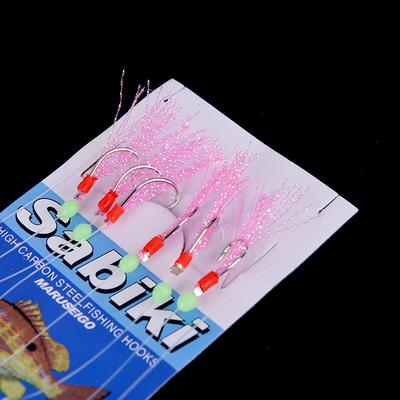6 Stück / Set Long Line Köder Leuchtender Angelköder Schnur Kohlenstoffstahl Angelhaken