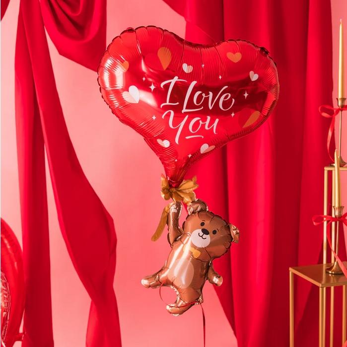 Teddy Bear Foil Balloon with Heart Valentine' Day I Love You Love Birthday 42X69Cm
