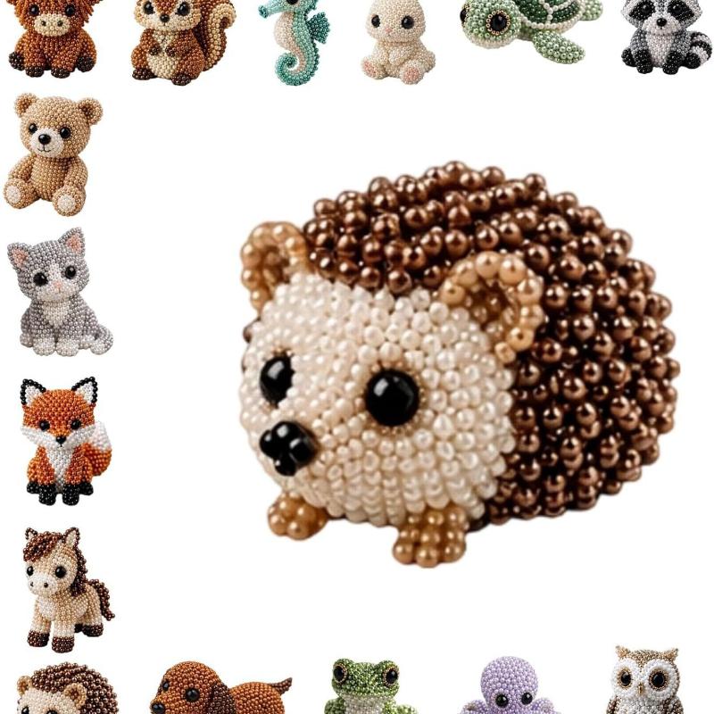 Cute Diy Handmade Colorful Beaded Animal Figurines Material Kit Perfect For Home Desktop Decor Ideal Gifts For Craft Lovers