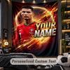 Wandteppich Cristiano Ronaldo Benutzerdefinierter Name Text Personalisierter Wandbehang Teppich Heimwanddekoration