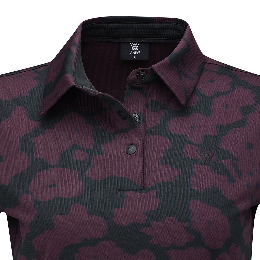 ANEW GOLF Women Fa Flower Pattern Short T-Shirt_Bu