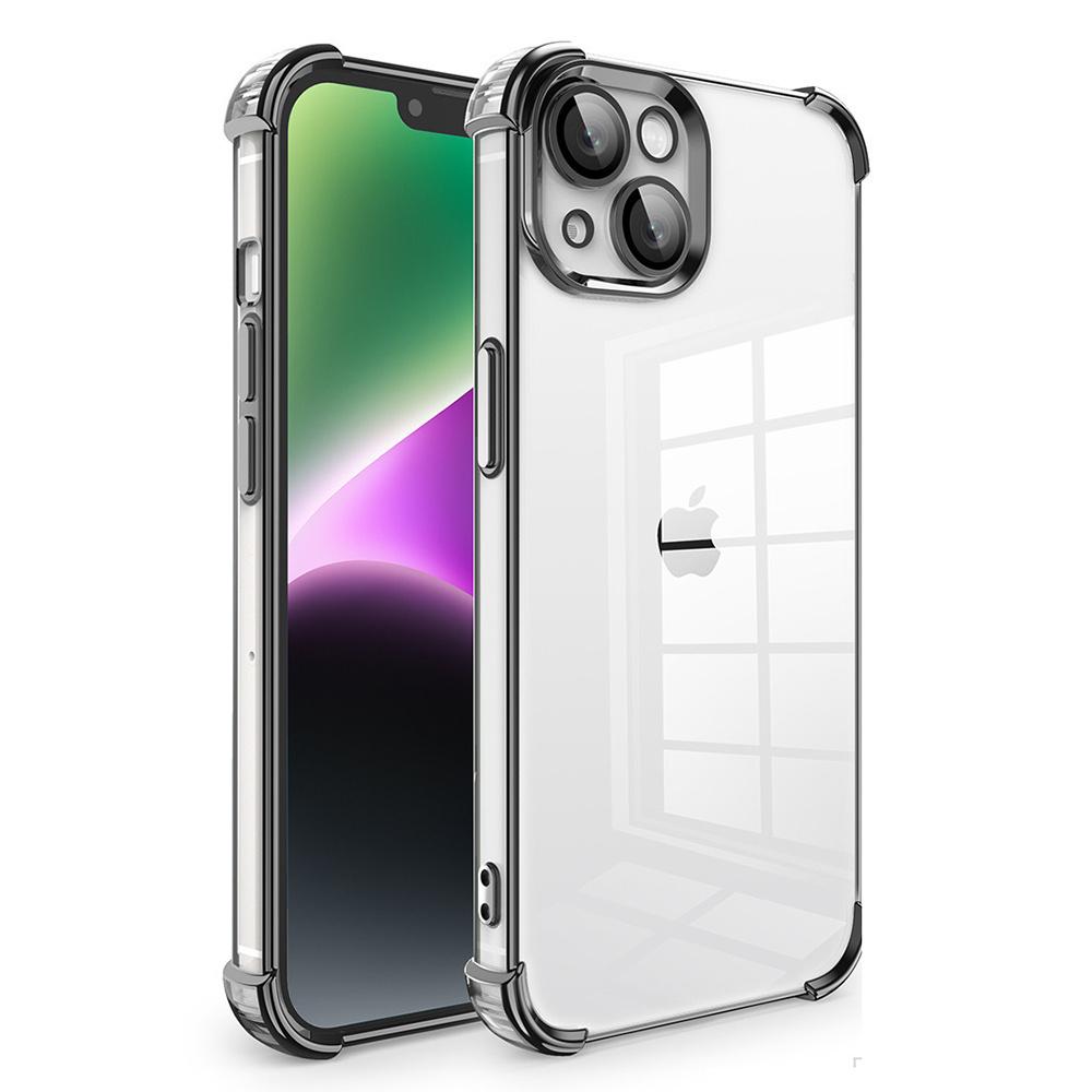 For iPhone 13 TPU Case Electroplated Edge Phone Cover with PVC Lens Film