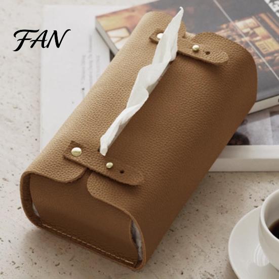 Office Desk Tissue Case Faux Leather Box, Minimalist Napkin Holder for Living Bathroom Cover Room Desk, Decorative Dispenser Facial Tissues Dining Box