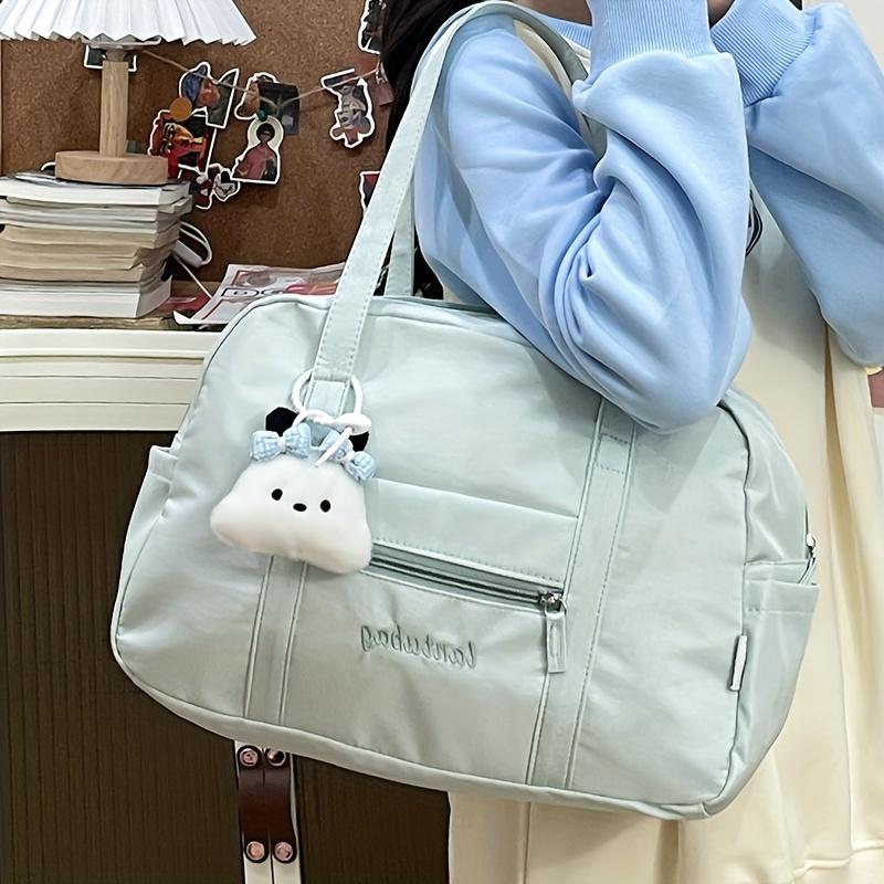 Chic Nylon Tote Bag for Women Lightweight, Large Capacity, Casual Korean-Style Fitness & Travel Shoulder Bag with Zipper