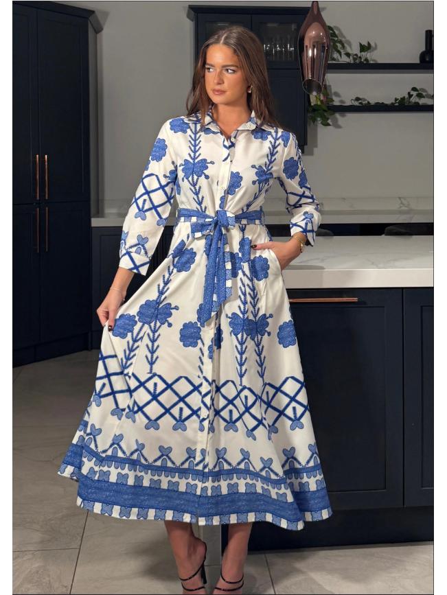 

Bohemian Print Waist-Cinching Long-Sleeve Women s Dress (2026 Edition) Extra Large цветочные печати