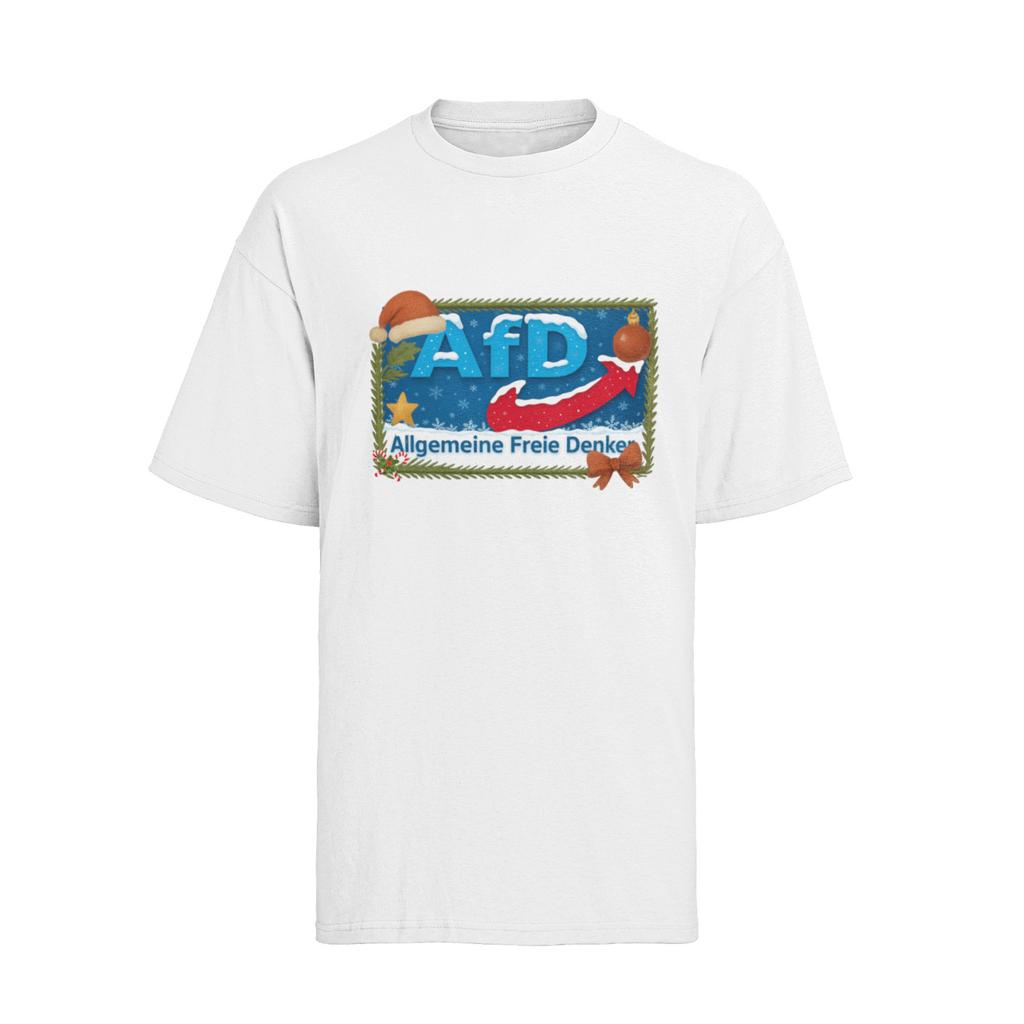 Weihnachten AFD Allgemeine Freie Denker Xmas Damen T-Shirt Herren Damen Tees Top Oversize Baumwolle