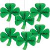 5Pcs Green Clover Honeycomb Hanging Pendant Paper Honeycomb Hanging Ornament  for Home