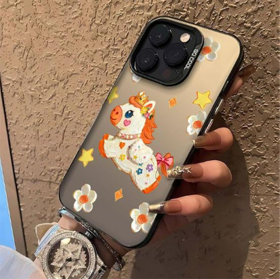 Sweetheart Pony Apple Phone Case - Compatible with 14, 15 Pro Max, 17 Pro, 16, XS. Hard, Drop-Proof, Available In 11 Colors, Silver.