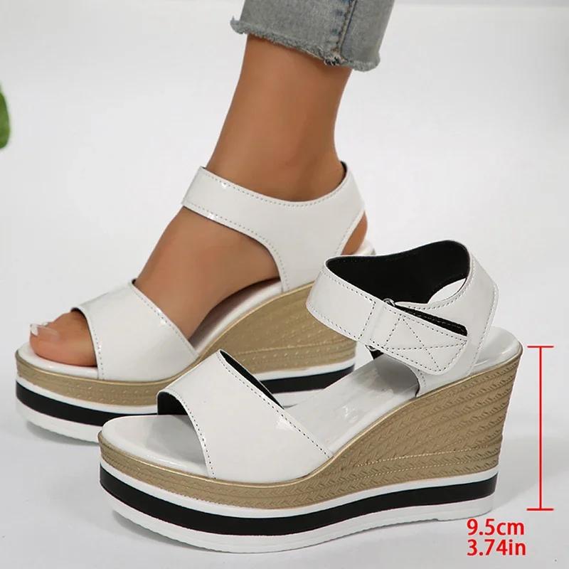 Fashion Women's Sandals Fashion Platform Shoes Women Summer Hook Loop Wedge Heeled Sandles Woman Ankle Strap High Heeled Sandalias 36-43