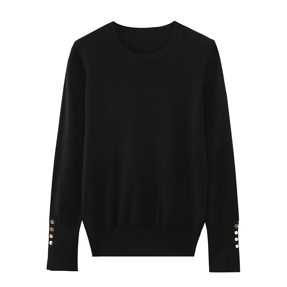 European and American style, new women's clothing, foreign style, fashionable basic plain weave knitted sweater 8851171