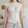 Ruffled Trim Tie Short-sleeved T-shirt