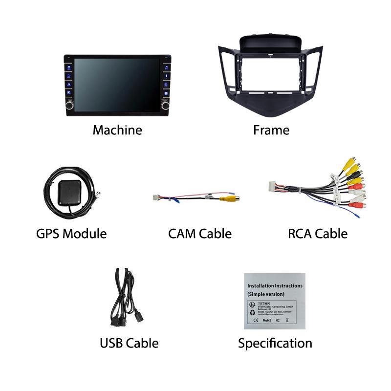 2Din autorádio Android pro Chevrolet Cruze 2008-2015 s knoflíkovou hlavní jednotkou Stereo GPS WIFI Navigace Multimediální přehrávač 1+16GB