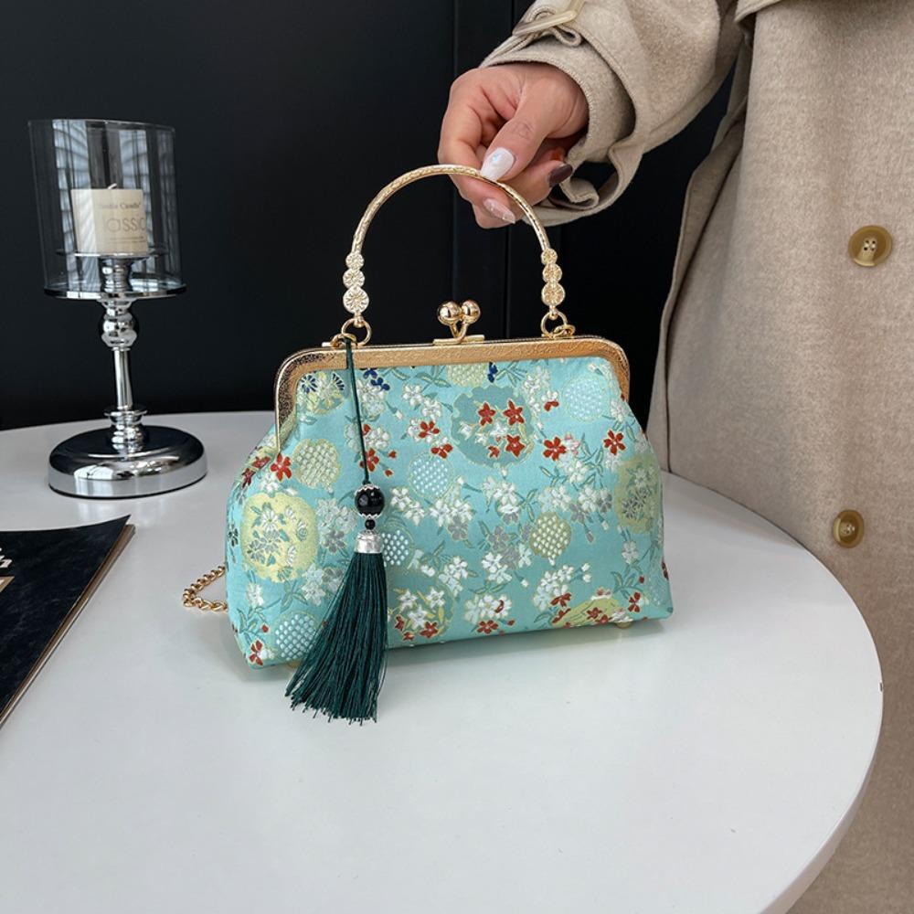 Flower Cheongsam Banquet Bag Elegant Crossbody Bags Vintage Kiss Lock Shoulder Bag  Wedding