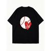 Oversized T Shirt Black Baseball Heart 24 Print Casual Wear For Women Summer Fashion Street Style Outfit