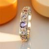 Cute Female Rainbow Zircon Stone Ring Gold Color Engagement Charm Wedding Jewelry For Women