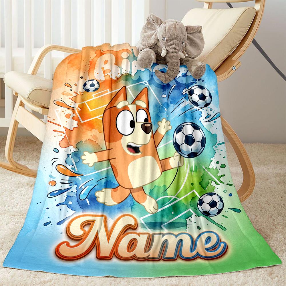 Bluey Scores Again! Customize Text Blanket Multi-purpose Personalized Blanket Ultra-Soft Great for Office Picnics Seaside Sofa Four Seasons Universal