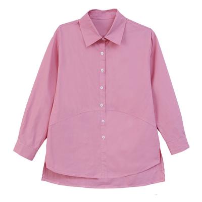 Spring Autumn New Casual Shirt Leisure Pure Cotton Blouse Lapel Irregular Side Slit Fit Black White Shirts Women's Long Sleeve Top