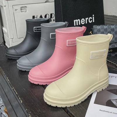 Jundeng Damen Kurze Regenstiefel - Stilvoll, Vielseitig, Rutschfest, Einteilige Gummischuhe mit Großer Sohle für Regentage