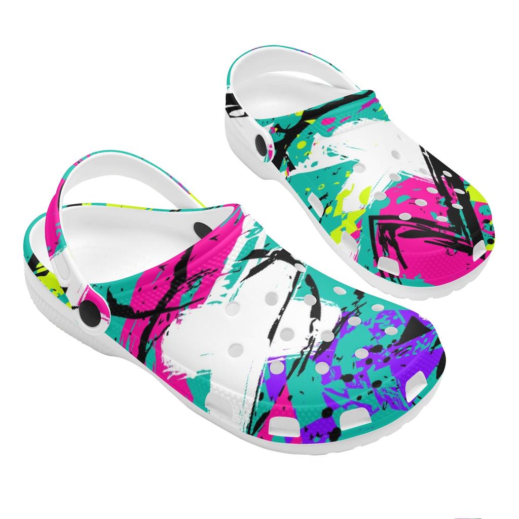 Printed EVA Clogs Women Men Lightweight Breathable Casual Slip On Garden Shoes for Beach Pool Bathroom Home Summer Daily Wear