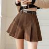 Corduroy Pleated Skirt Trousers for Women Autumn Winter High-Waisted Slimming Shorts Simple Versatile A-Line Casual All-match Versatile Trousers