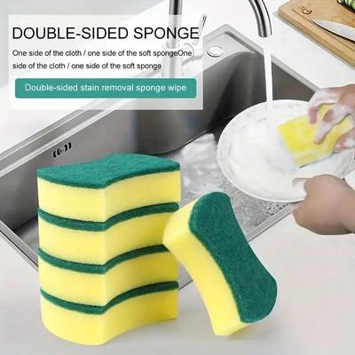 5pcs Kitchen Cleaning Sponge Dish Towel Scouring Pad Dishware Kitchen Nano Sponge Rub Pot Rust Stains Sponge Removing Kit Cleaning Brush Sponges
