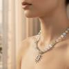 Gold Plated Beaded Bracelet Set UV Reactive Cat Eye Choker Sun Pendant Necklace  Women Gift