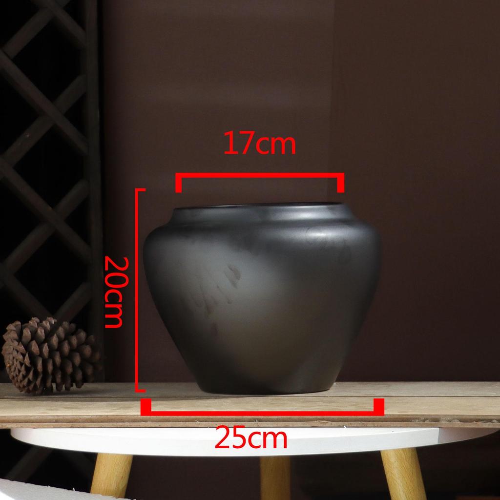 Black Ceramic Flower Vase - New Chinese Style Tabletop Home Decor Ornament