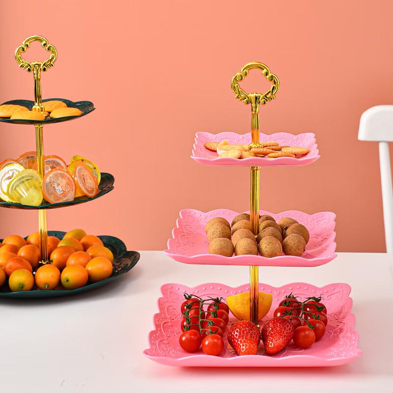 Jiante European Style 3-Tier Plastic Fruit Plate Stand