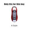 4 Knoppen Zinklegering Leer Auto Afstandsbediening Sleutelhoes Cover Shell voor Porsche Macan EV Taycan Panamera Macan 911 Cayenne 718 Sticker