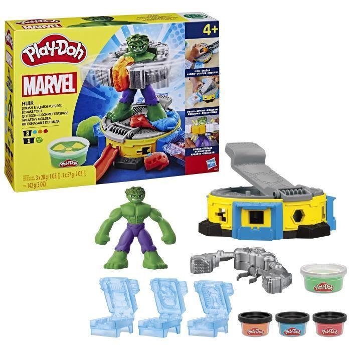 Play-Doh Hulk Schiaccia tutto, set pasta da modellare con personaggio di Hulk, dai 4 anni in su, Marvel chiaro