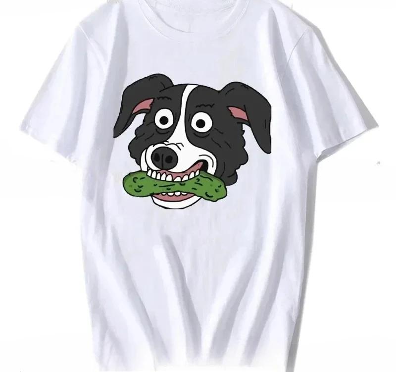 2025Maglietta Cartoon Mr Pickles Donna Morbida Cane Collie Maglietta Girocollo Manica Corta Divertente TV Adulto Costumi da Bagno Adulto Cane Maturo Satana Maligno