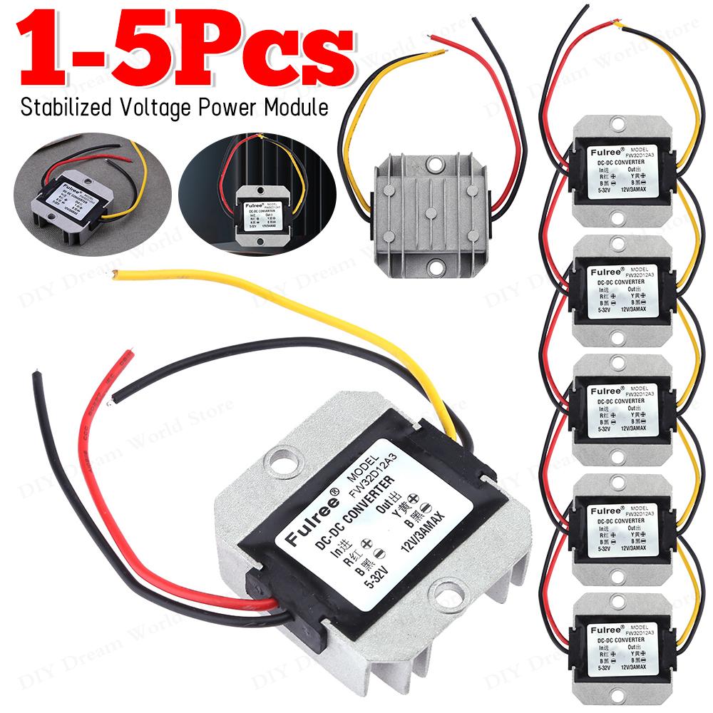 1-5 Piezas DC-DC 5-32V a 12V 3A Estabilizador de Voltaje Automático Convertidor de Potencia Regulador Inteligente Elevador Reductor Disipación de Calor
