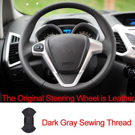 Hand Sewing Car Steering Wheel Cover For Ford Fiesta 2008-2016 2017 Ecosport 2014- 2015 2016 2017 Braid on the Steering wheel