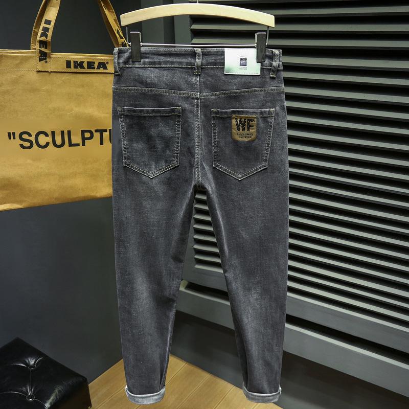 Men's Korean Style Slim Fit Elastic Blue Jeans - Skin-Friendly and Stylish for All Seasons