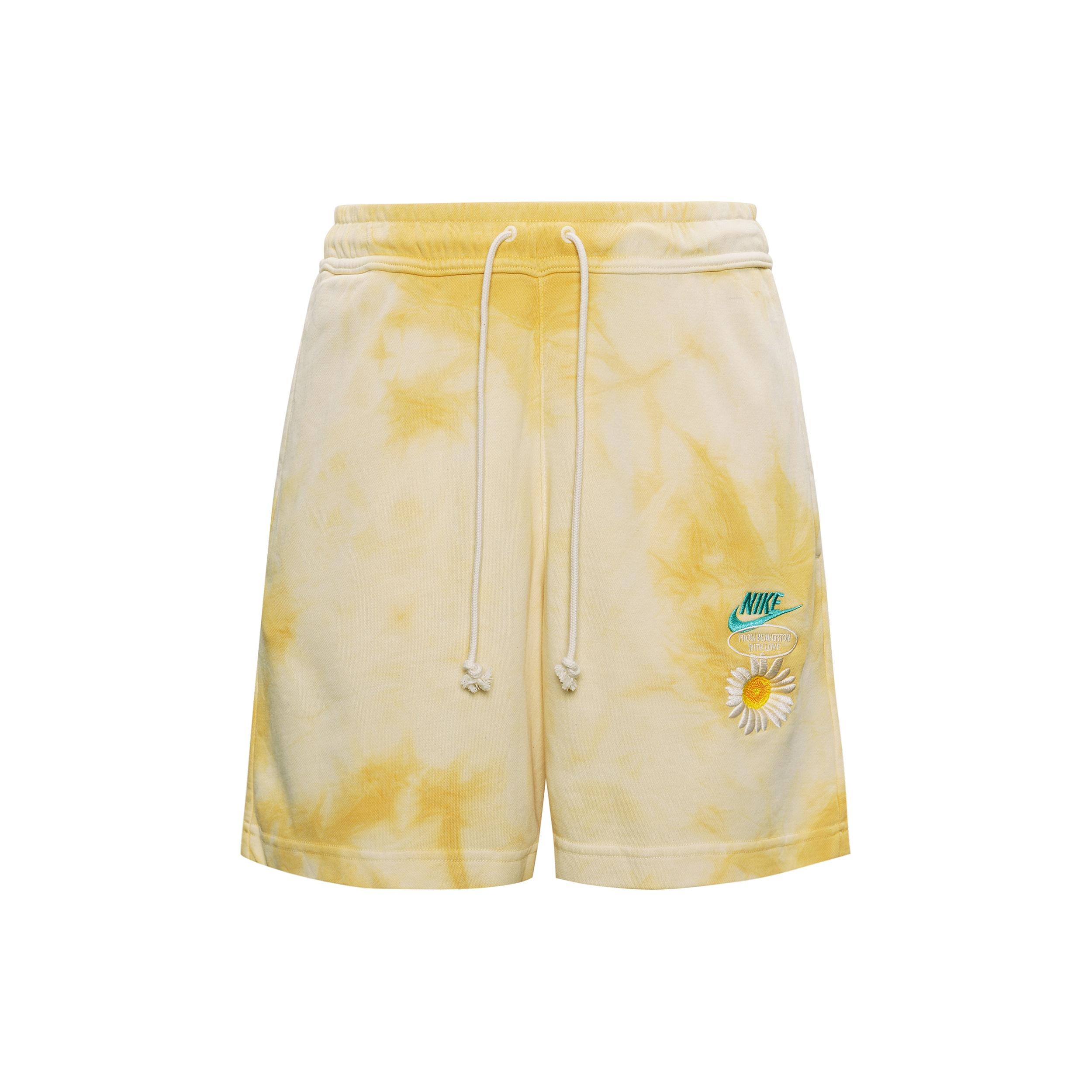 Nike SportswearFrench Terry Solid Color Logo Flowers Embroidered Casual Shorts Gold Color Men s DM5017-777 S