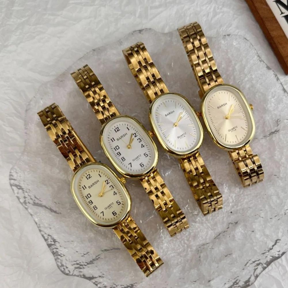 Relógio de Quartzo Feminino de Moda de Luxo com Mostrador Oval e Pulseira Ajustável de Aço Inoxidável Relógio de Pulso Dropshipping Relogio Feminino