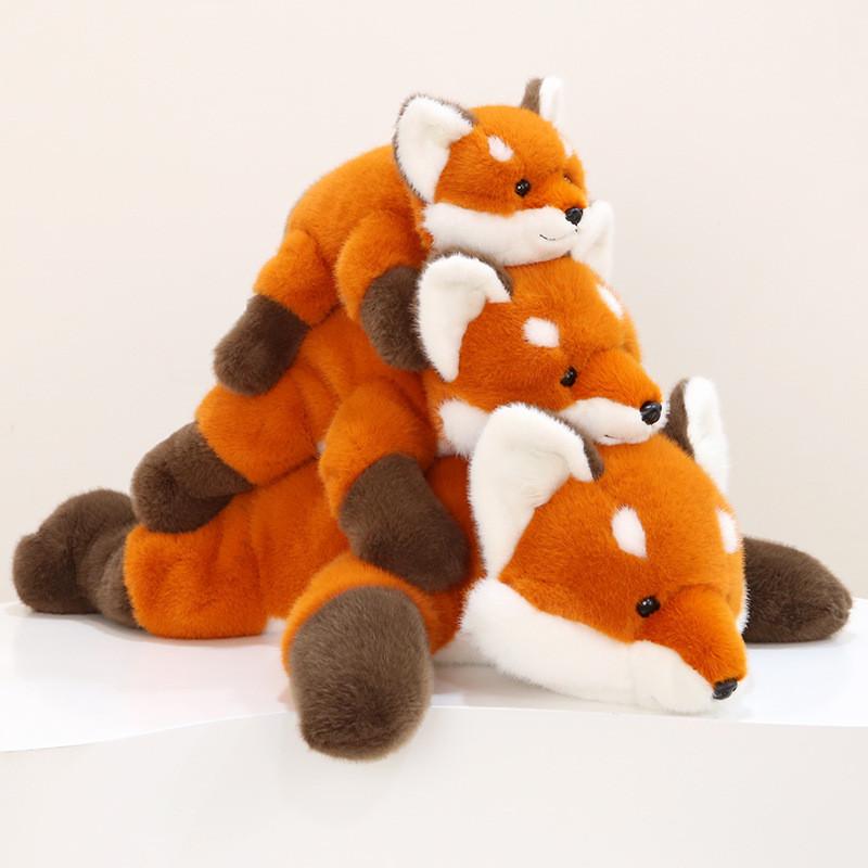 Plush Fox Animal Toy With Prone Posture Design For Girls Gift And Bed Decor