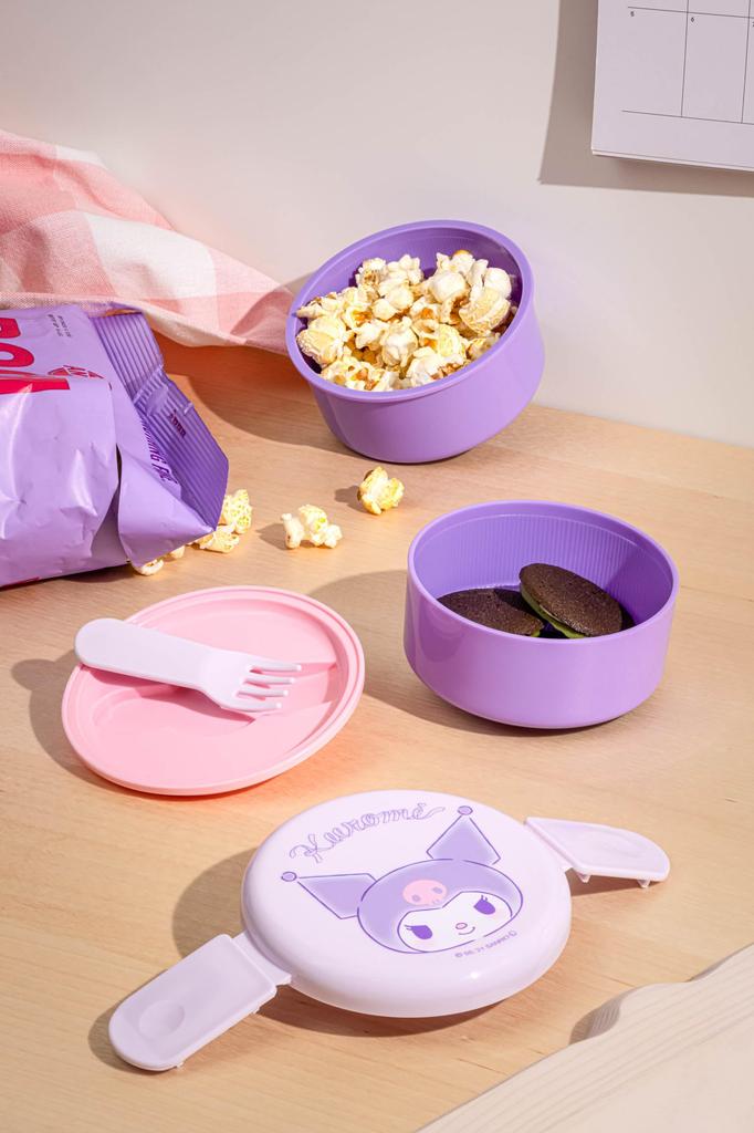 Skater Bento 500ml Includes Fork and Round Lunch Kuromi Box, 2-Tier, Round, Antibacterial, Compact, Capacity, Cutlery, ONWR1AG, 2-Tier Box, 551505,