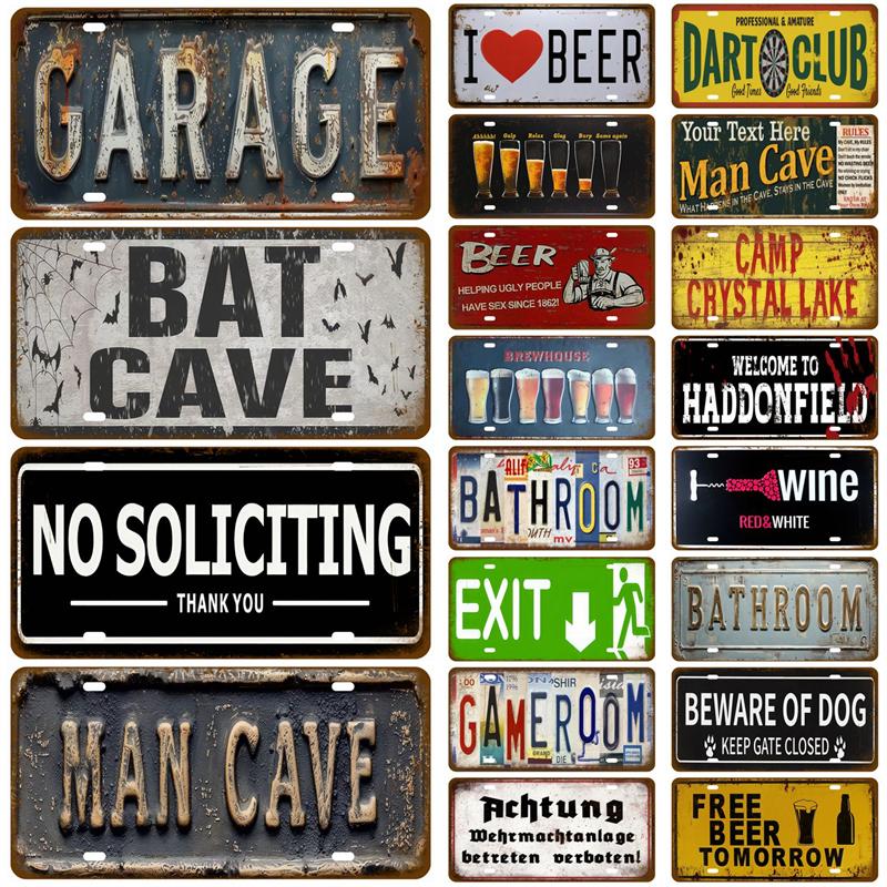 Vintage Metal Plate Tin Sign Plates Bar Retro Metal Sign Wall Art Mural Aesthetic Room Home Decor Items Poster Garage Decoration