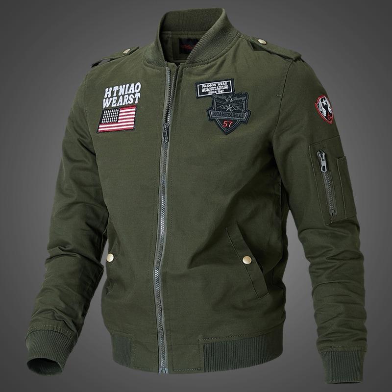 Spring and Autumn New Autumn and Winter Embroidered Air Force Jacket Blue Baseball Jacket Men's Tooling Jacket
