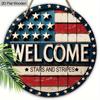 1pc 2D Flat Sign Happy Independence Day Wooden Hanging Sign Welcome Independence Day Decorations Vintage Wall Hanging Art Decoration Door Decor