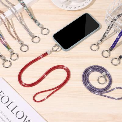 Bling Bling Rhinestone Phone Lanyard Bright Keychain Luxury Glitter Crystal Anti-lost Rope Fashion Wrist Straps Hanging Cord