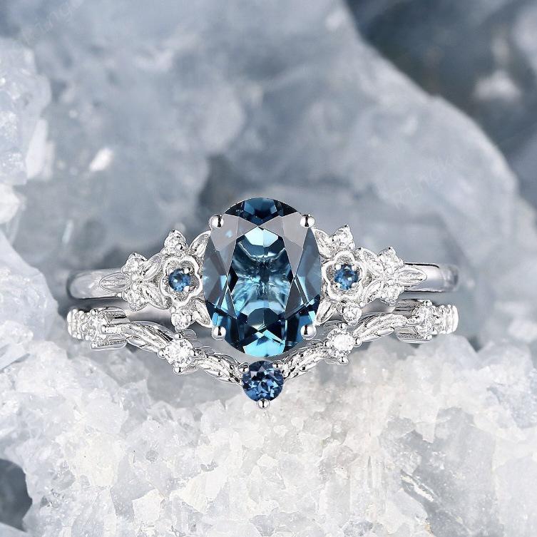 Set de verighete de cuplu de ultimă generație, european și american, cu alexandrit sintetic